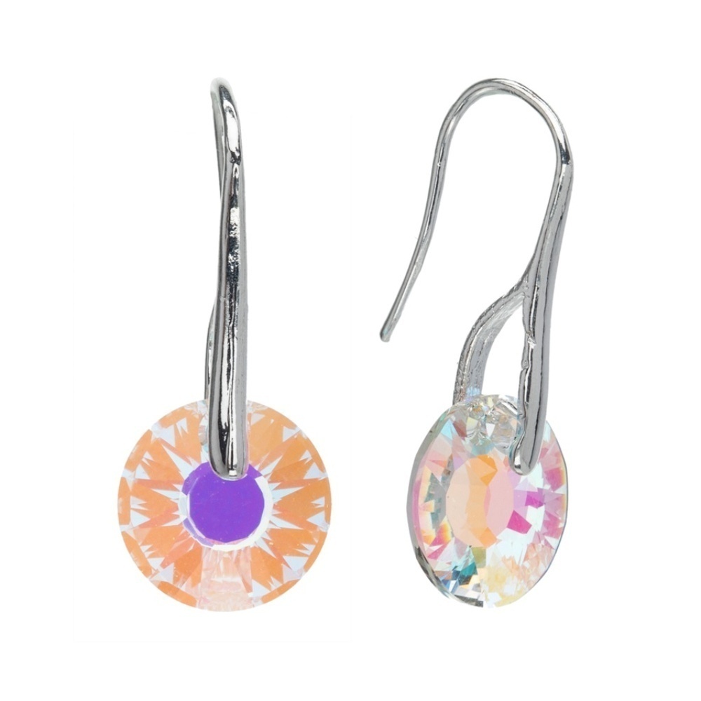 NWT: Limited Edition Silvertone Sun Dish Drop Earrings with Moonlight Swarovski